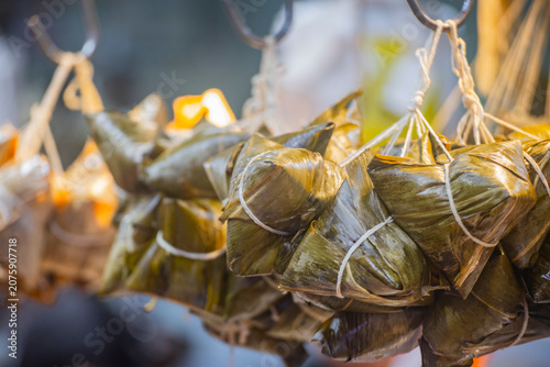 the raw, authentic texture of Traditional Sticky Rice Dumplings (Zongzi)