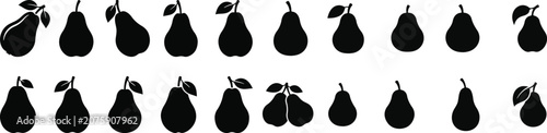 Photos Halloween silhouette vector pears set black pears on white background for decora