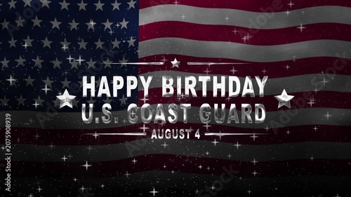 Waving american flag graphic ideal for celebrating birthdays, united states coast guard events, and fourth of july festivities. Suitable for patriotic designs.