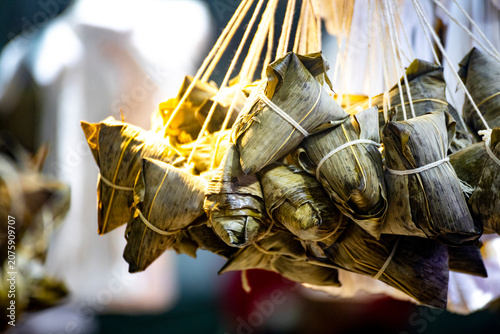 the raw, authentic texture of Traditional Sticky Rice Dumplings (Zongzi)
