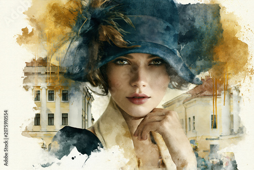 Elegant Roaring Twenties Lady Portrait Art – AI Generative