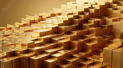 Abstract Gold Cubes Forming a Textured Surface