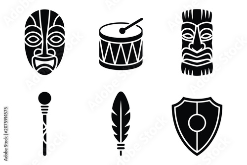 Fotografie Tribal and ceremonial cultural items for traditional ritual and indigenous art