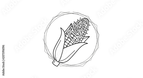 Cartoon Corn Cob Character with Sunglasses and a Hat, Hand-Drawn Style