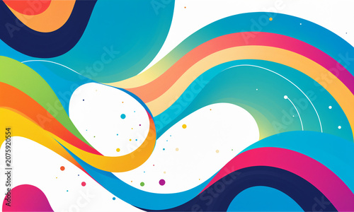 bright rainbow flowing curv...