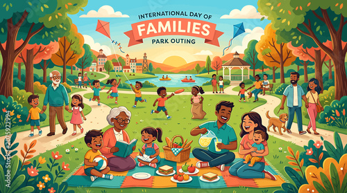 Foto Families Enjoying International Day Outing in the Park.