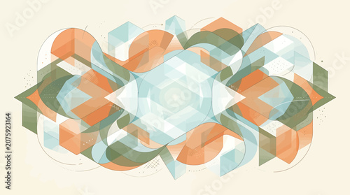 Vibrant Abstract Symmetrical Pattern in Orange and Blue Tones.