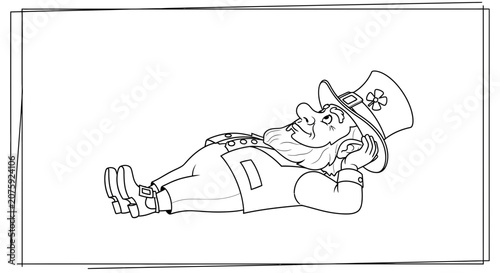 Leprechaun Resting, St. Patrick's Day Character, Relaxing Pose, Irish Folklore Illustration