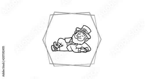 Leprechaun Resting, St. Patrick's Day, Irish Folklore Character, Cartoon Style