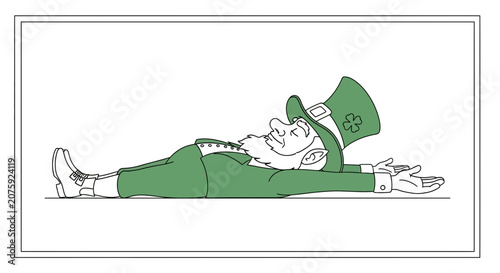 Leprechaun Sleeping Lying Down, St. Patrick's Day, Irish Folklore Character
