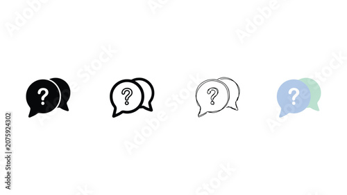 Speech bubbles with question marks on transparent background