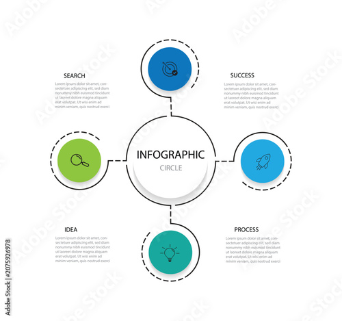 Infographic template with icons and 4 options or steps. Can be used for workflow layout, diagram, banner, design. Vector illustration