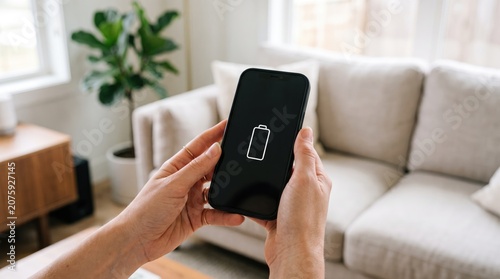 Mobile Phone with Critical Battery Level in Office Environment