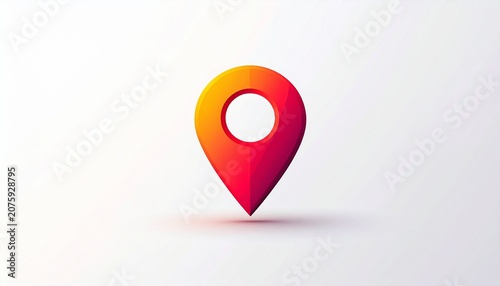 Vibrant Red Orange Location Pin Icon for Navigation GPS