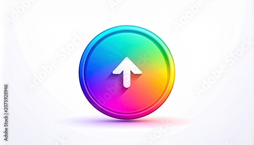 Rainbow gradient upload icon circle shape ui ux element