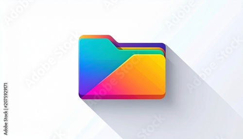 Modern Colorful Folder Icon 3D Minimal File Management Illustration