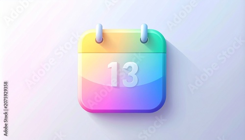 Minimalist 3d calendar icon with soft colorful gradient