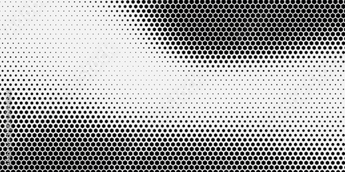 Halftone pattern dot and tone background half with grain gradient curve. Texture grunge transparent and fade hexagon white with line vector comic. Abstract stamp black and backdrop stipple.