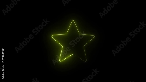 Neon Star Icon Animation with Glowing Favorite Rating Symbol, Futuristic UI Motion Graphics Loop