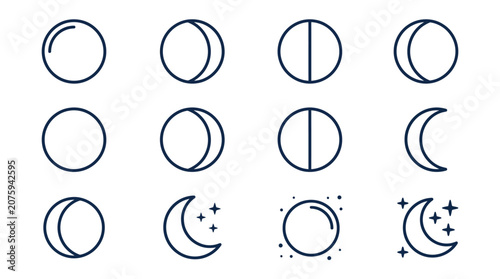 Foto Moon phases icons lunar cycle.
