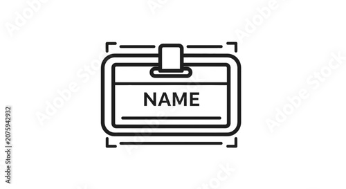 Identification Badge with Name Tag Icon, Vector Illustration for Access and Security