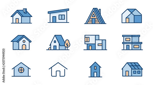 Quadro su tela Collection of various house icons.