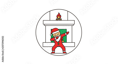 Santa Claus Dabbing in Front of Fireplace