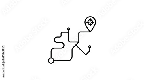 Tableau sur toile Navigation Route Map Line Icon.
