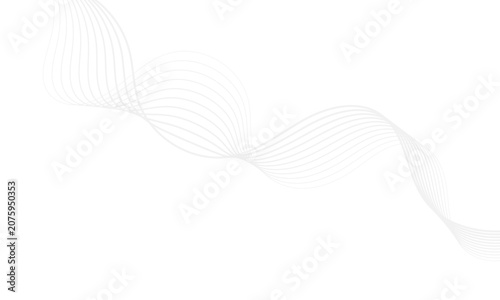 Minimal Abstract Gray Wave Lines Background With Flowing Ribbon and DNA-Like Strands.

