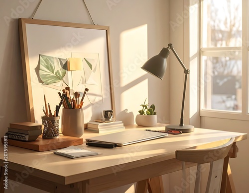Cozy home office workspace interior.