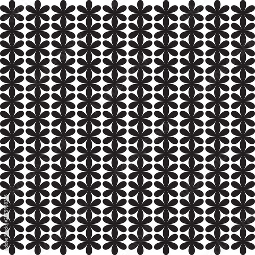 Black Floral Geometric Seamless Pattern Vector Background