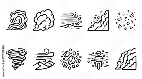 Foto Climate Resilience and Environmental Sustainability Outline Icon Collection