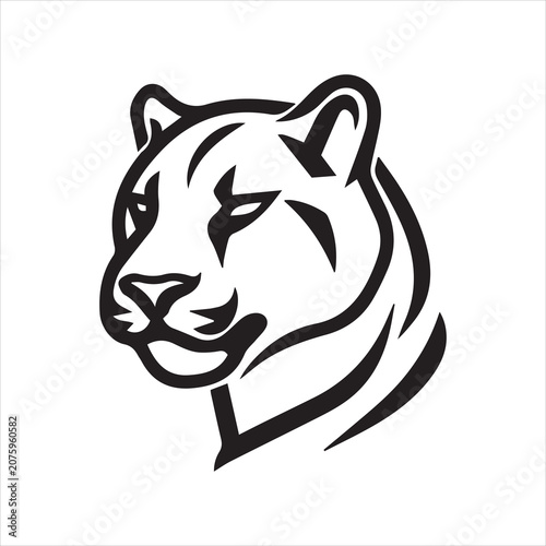 Panther Head Mascot Line Icon