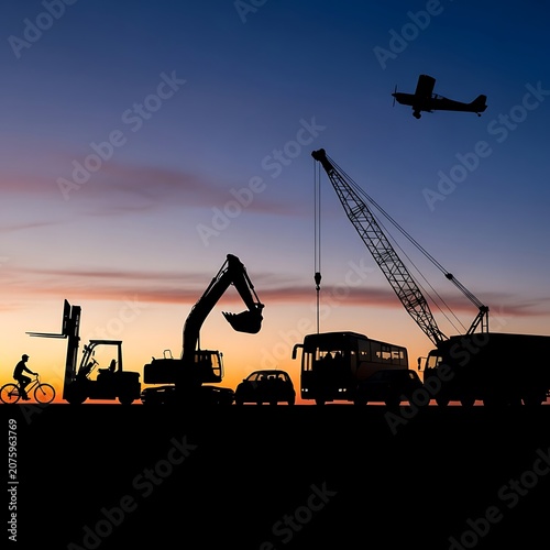 Airport runway with passenger jet and luggage carts.