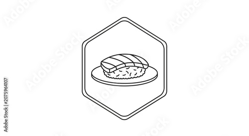 bread on plate, hexagon icon