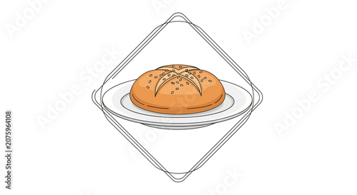 Bread under glass dome, isolated on white