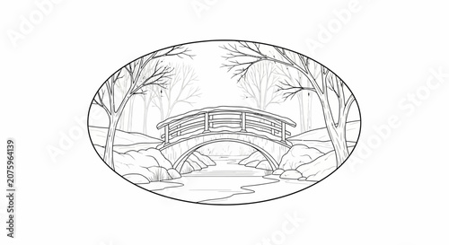 bridge in the park, serene landscape