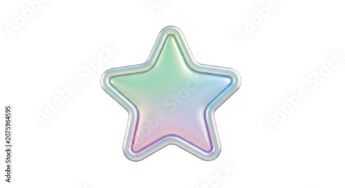 Holographic star sticker on white background