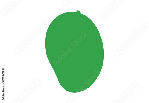 A green mango placed on a white surface
