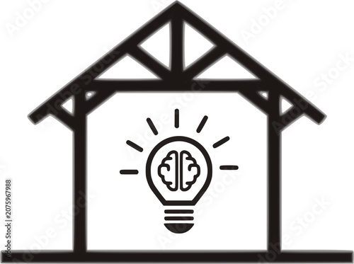 This concept symbolizes smart home technology, creative architectural ideas, intellectual construction, intelligent property development, and innovative engineering solutions.