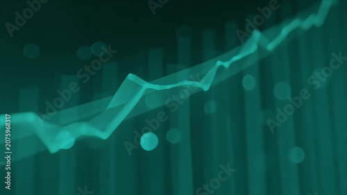 Finance growth chart graph stock market upward data analysis business abstract background with rising green line over bar graph showing market trend investment statistic concept digital chart
