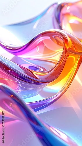 A vibrant, abstract wave of multicolored, shiny liquid
