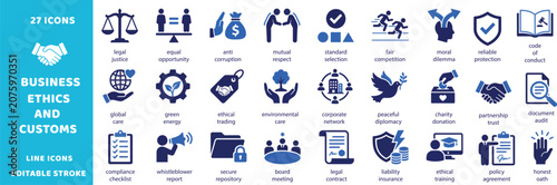 Fotografie Business ethics and customs vector icons
