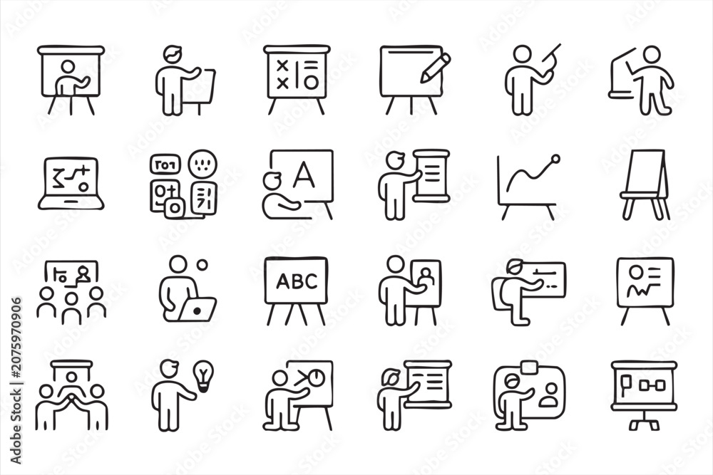 Fototapeta premium Teaching Icon Collection For Online Learning, School Lessons, And Course Design