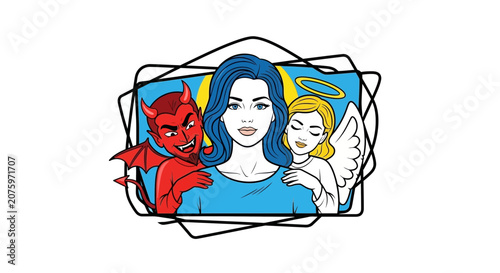 Angel Devil Choice Woman Dilemma Good Bad Temptation Decision