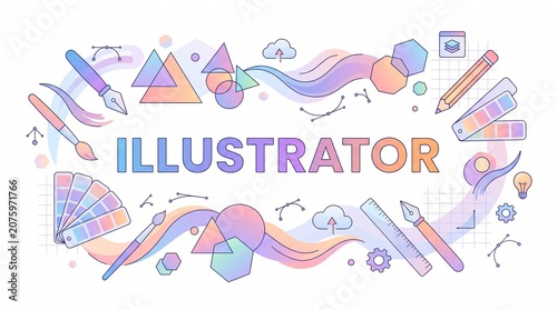 Fototapeta kuchenna A modern vector artwork showcases various design elements and tools for an Illustrator.