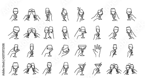 Photos Collection of champagne and wine glass illustrations