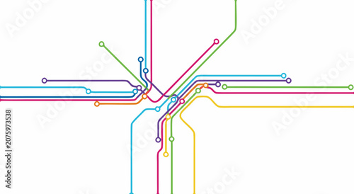 Принти на полотні Abstract circuit connection map illustration vector design showing colorful data