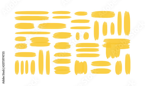 Foto Assorted yellow brush strokes and artistic paint marks for professional graphic