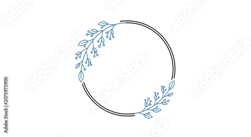 blue floral wreath frame